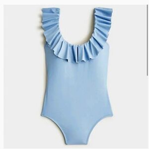 J. Crew Light Blue Ruffled Swimsuit Sz 10